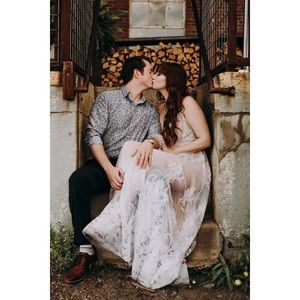 White Lace Maxi Dress With Double Slit